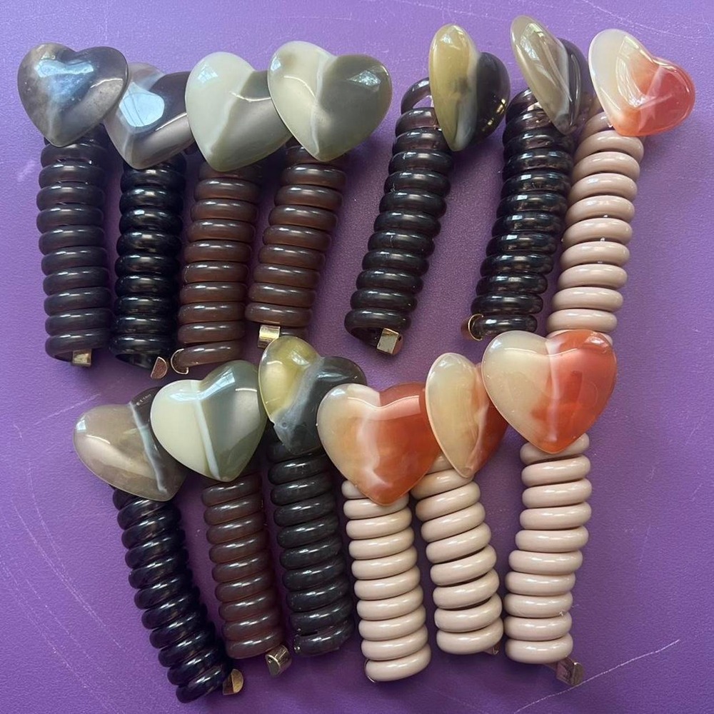 big lot of heart spiral hair ties *NEW*